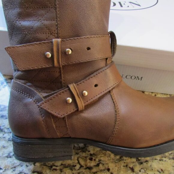 NEW STEVE MADDEN BROWN LEATHER MID BOOTS WOMENS SIZES - Picture 7 of 7